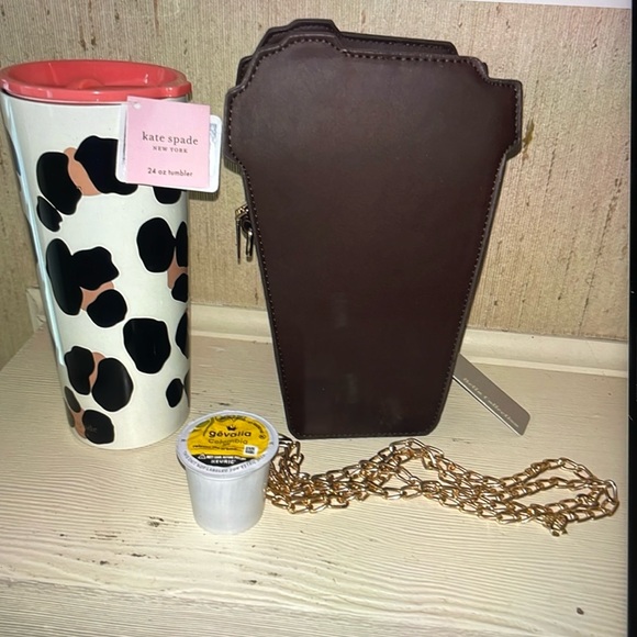 Kate spade tumbler nwt & Coffee Crossbody vegan bag New with chain - Picture 2 of 8